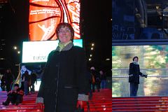 09 New York City Times Square Night - Charlotte Ryan On Red Stairs.jpg